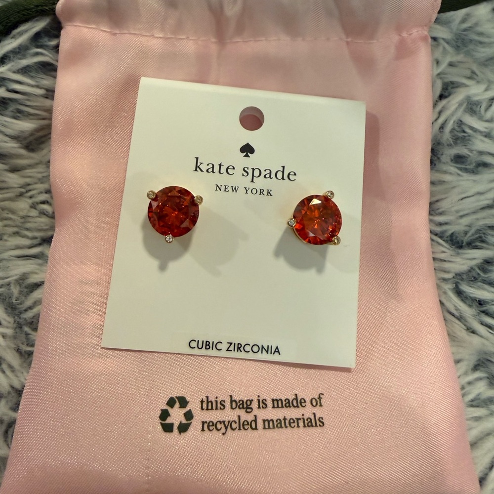 NWT Kate Spade Red Crystal Stud Earrings